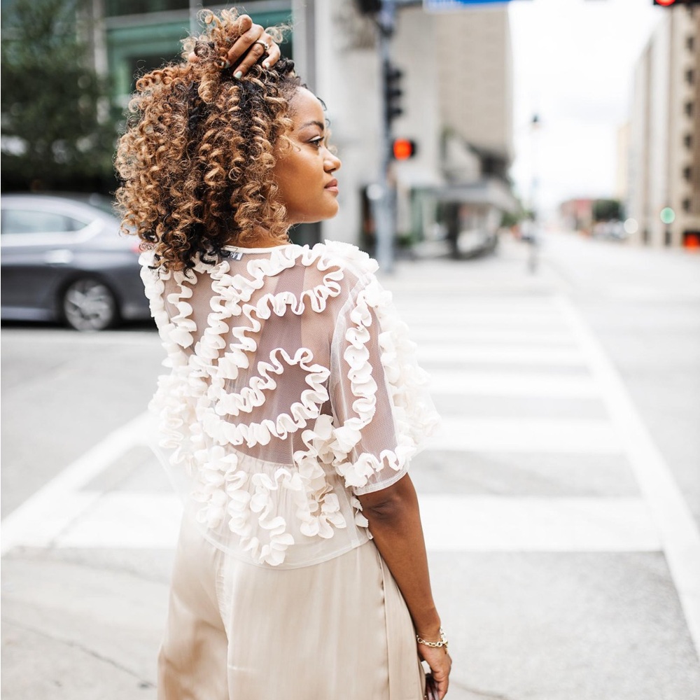 Zara Sheer Ruffled Blouse - Cream